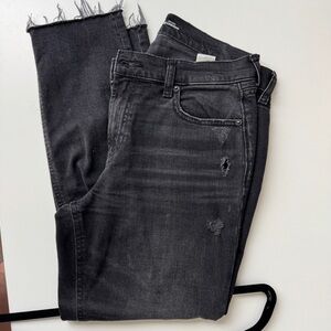 Old Navy Mid Rise Boyfriend Black Distressed Jeans